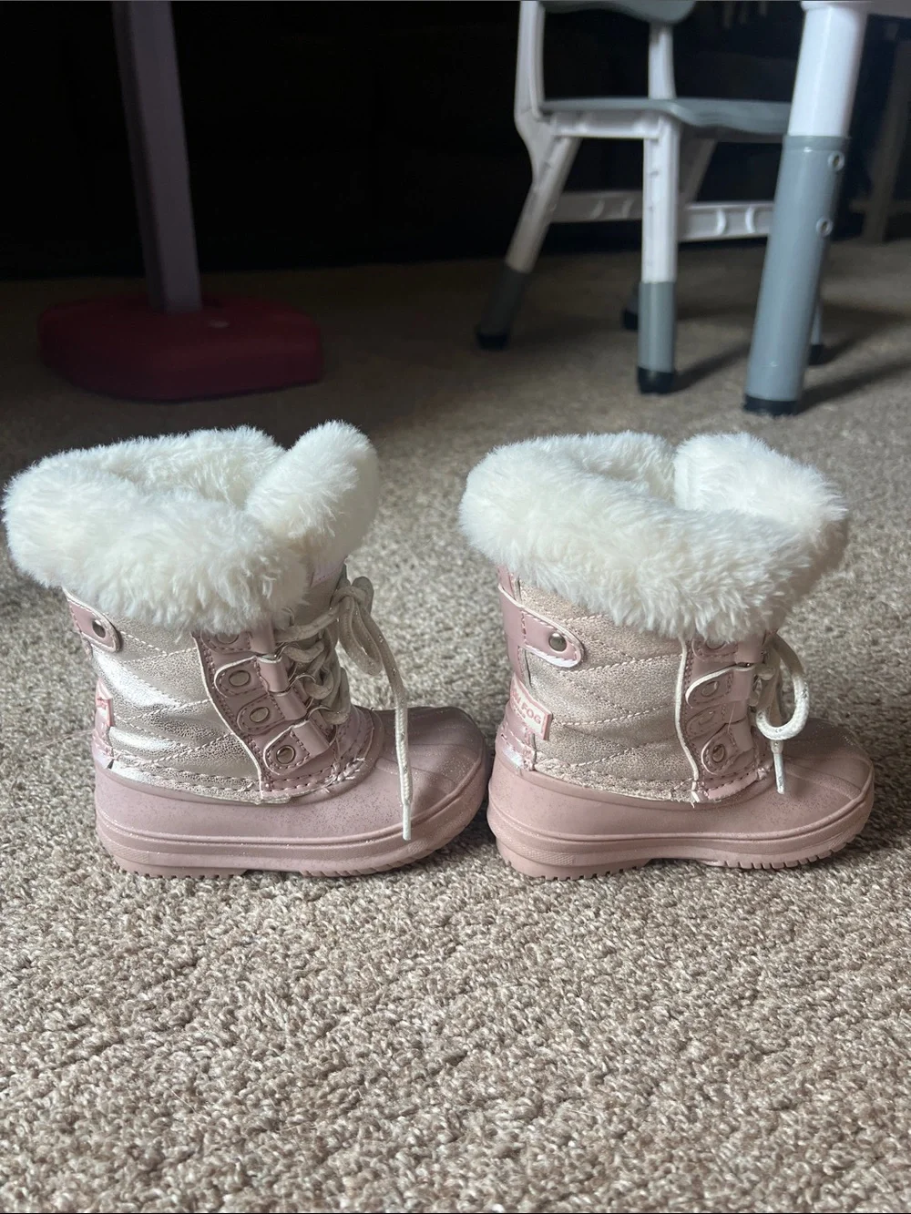 Toddler Size 6 Pink Faux-Fur Winter Boots